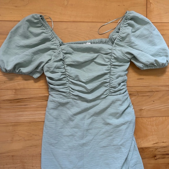 By the River Mint Green Midi Dress Womens Size Small Square Neckline Puff Sleeve - Picture 4 of 7